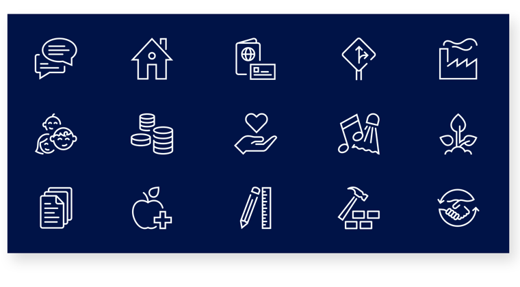 Eksempler på ikoner i hvid