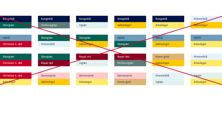 Farvekombinationer der ikke er godkendte